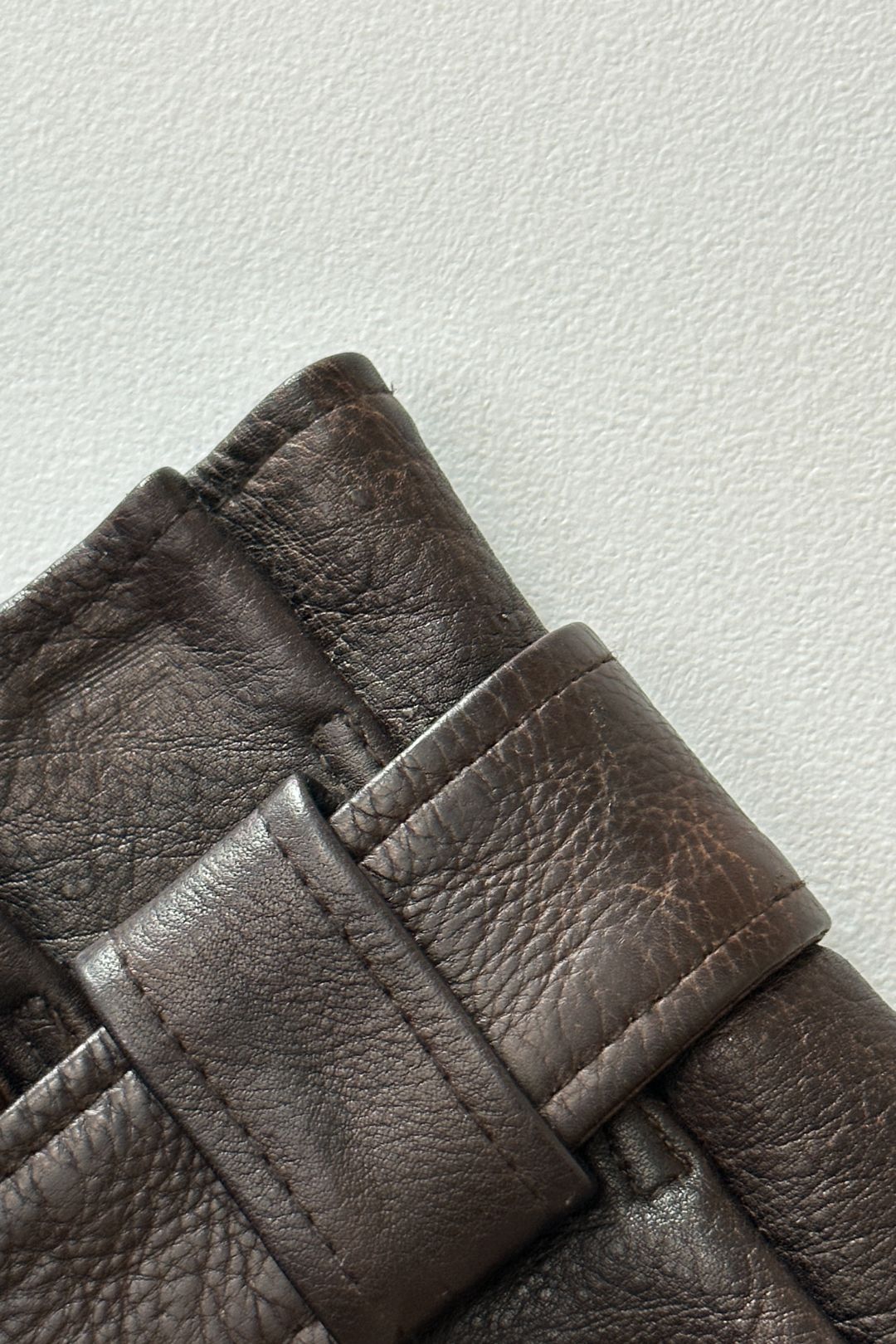 Ganni Brown Grain Leather Asymmetric Skirt