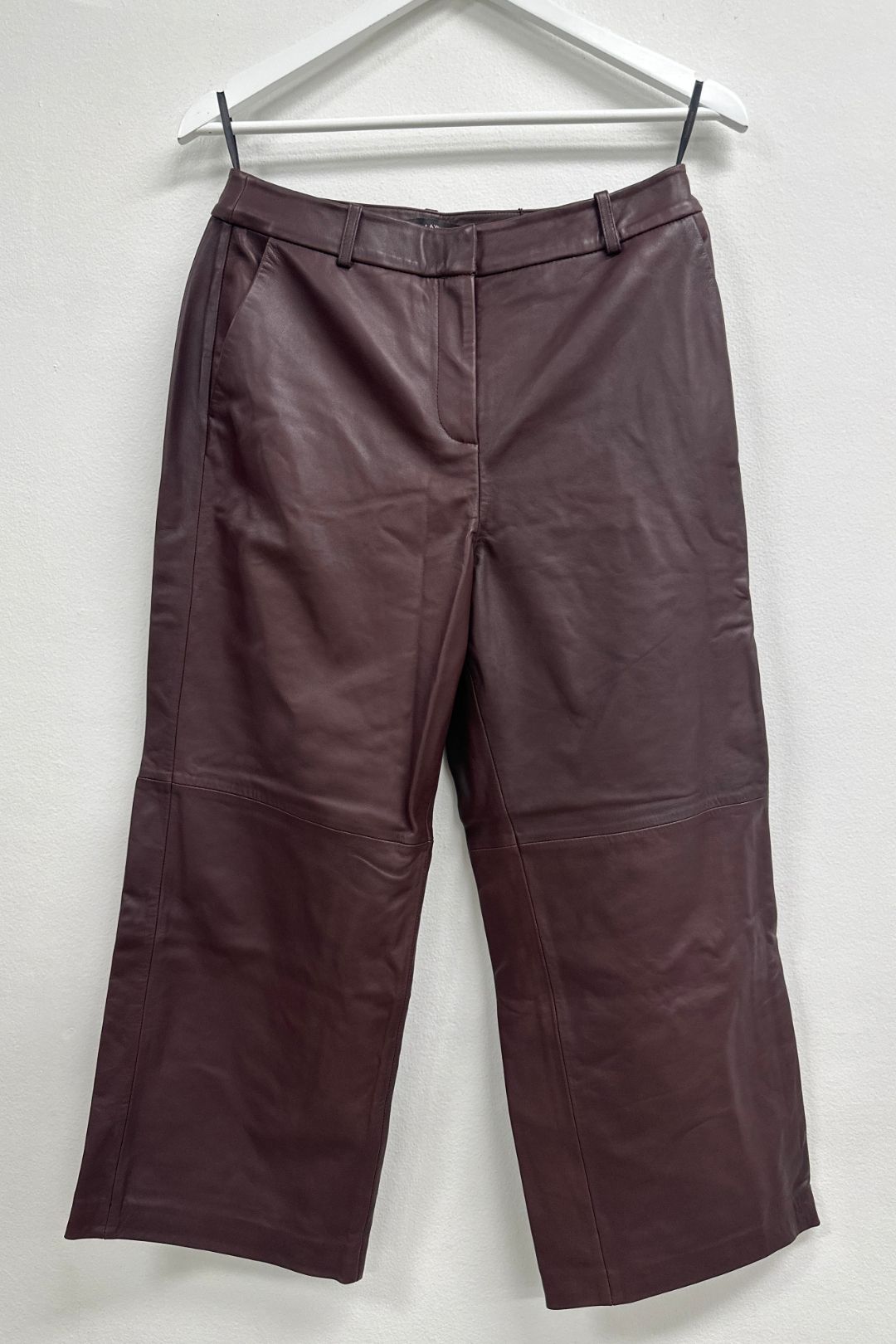 Brown Joey Cropped Leather Pants