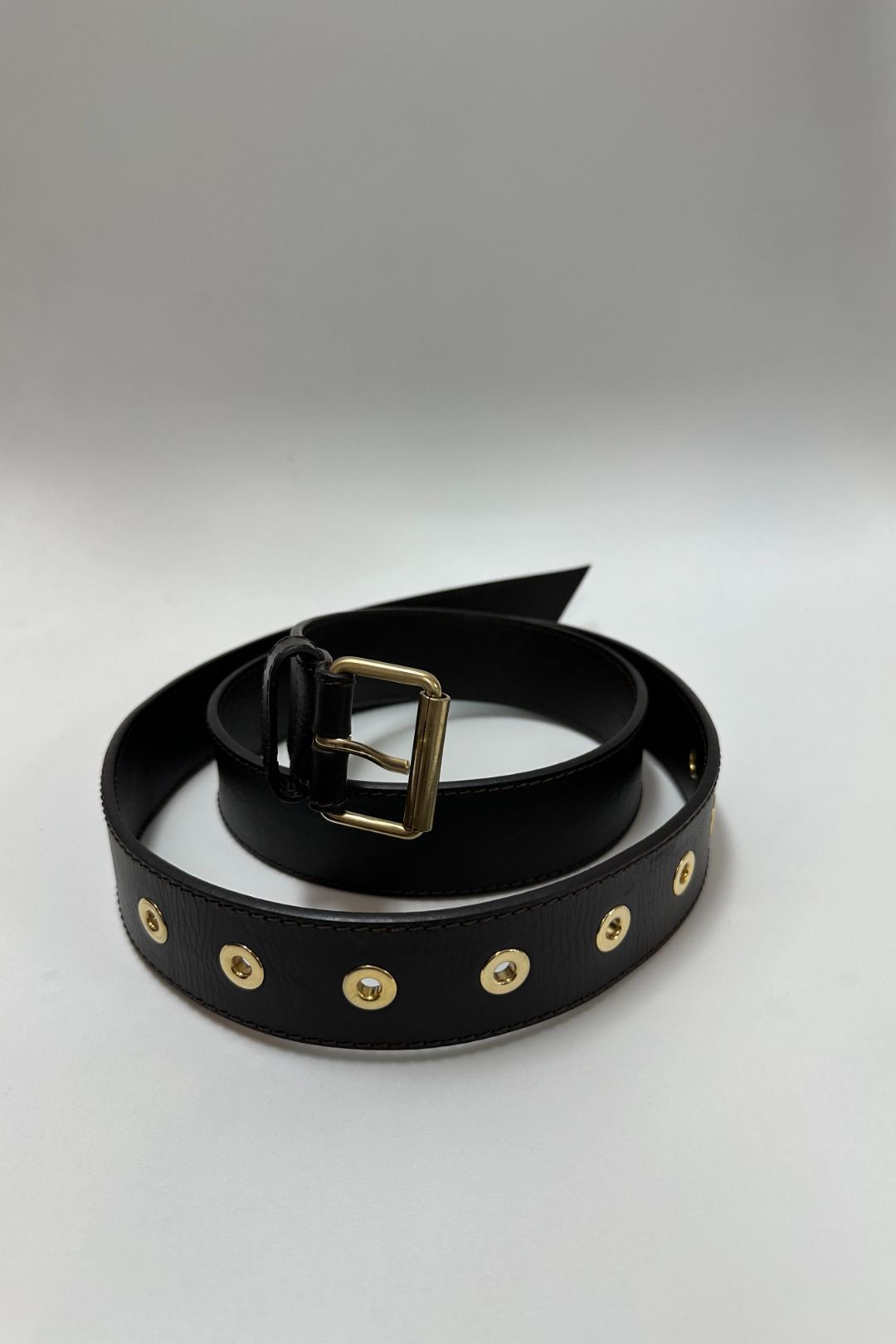 Buy Brown Leather Belt with Gold tone Grommets Scanlan Theodore