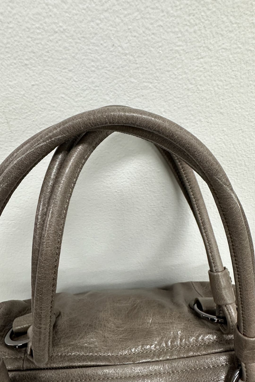 Brown Turnlock Zip Tote Handbag 