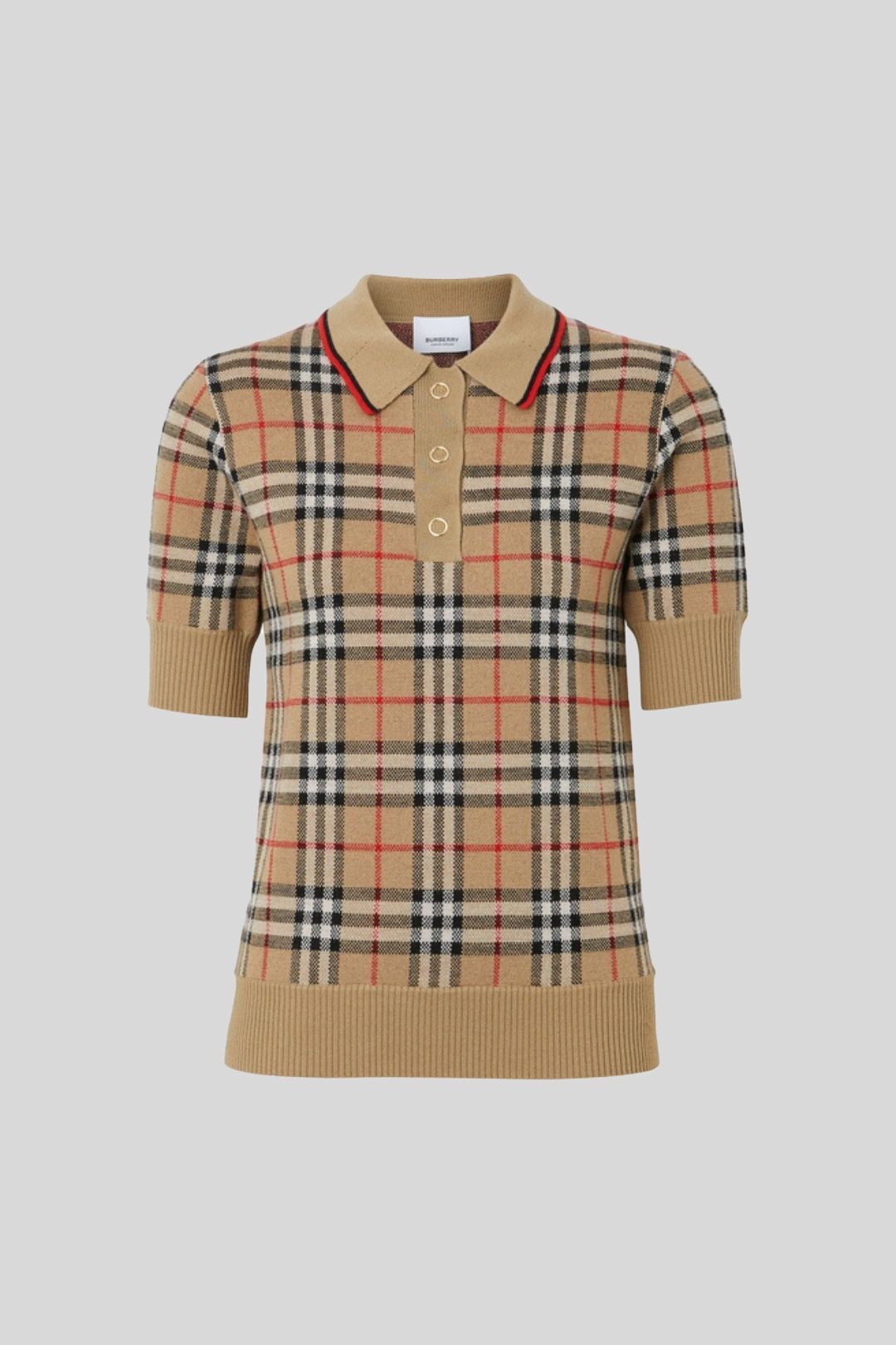 Burberry polo shirt womens brown hot sale