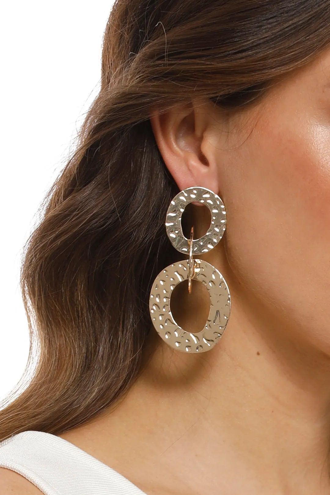 Beaten Rings Link Earrings by Adorne, available for purchase