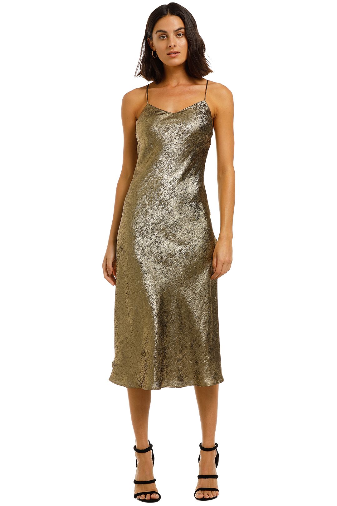 Gold Foil Bias Slip Dress from By Johnny for Rent GlamCorner