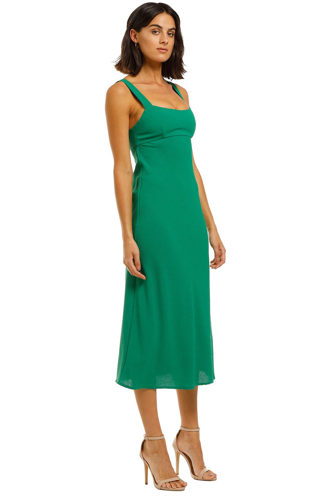 by johnny green dress Tayla Bias Midi in Jungle from for Hire Emerald green