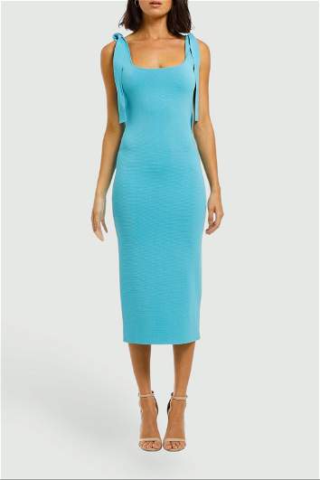 Tie Up Knit Midi in Blue from By Johnny for Hire | GlamCorner