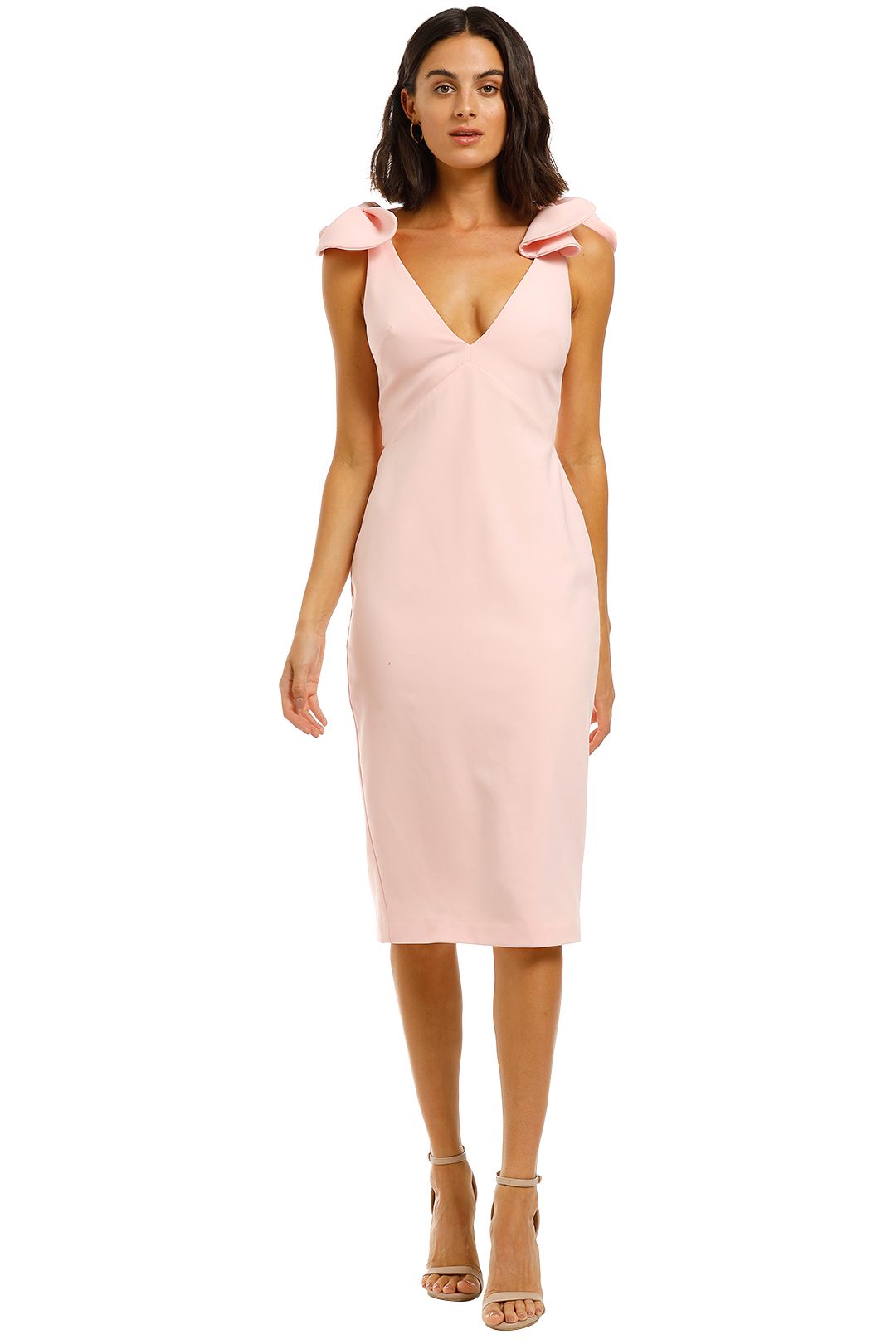 By-Johnny-V-Plunge-Bow-Shoulder-Midi-Blush-Front