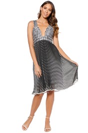 By Johnny - Iris Pleate Plunge Dress - Black White - Front