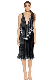 By Johnny - The Lucy Iris Pleat Dress - Black White - Front