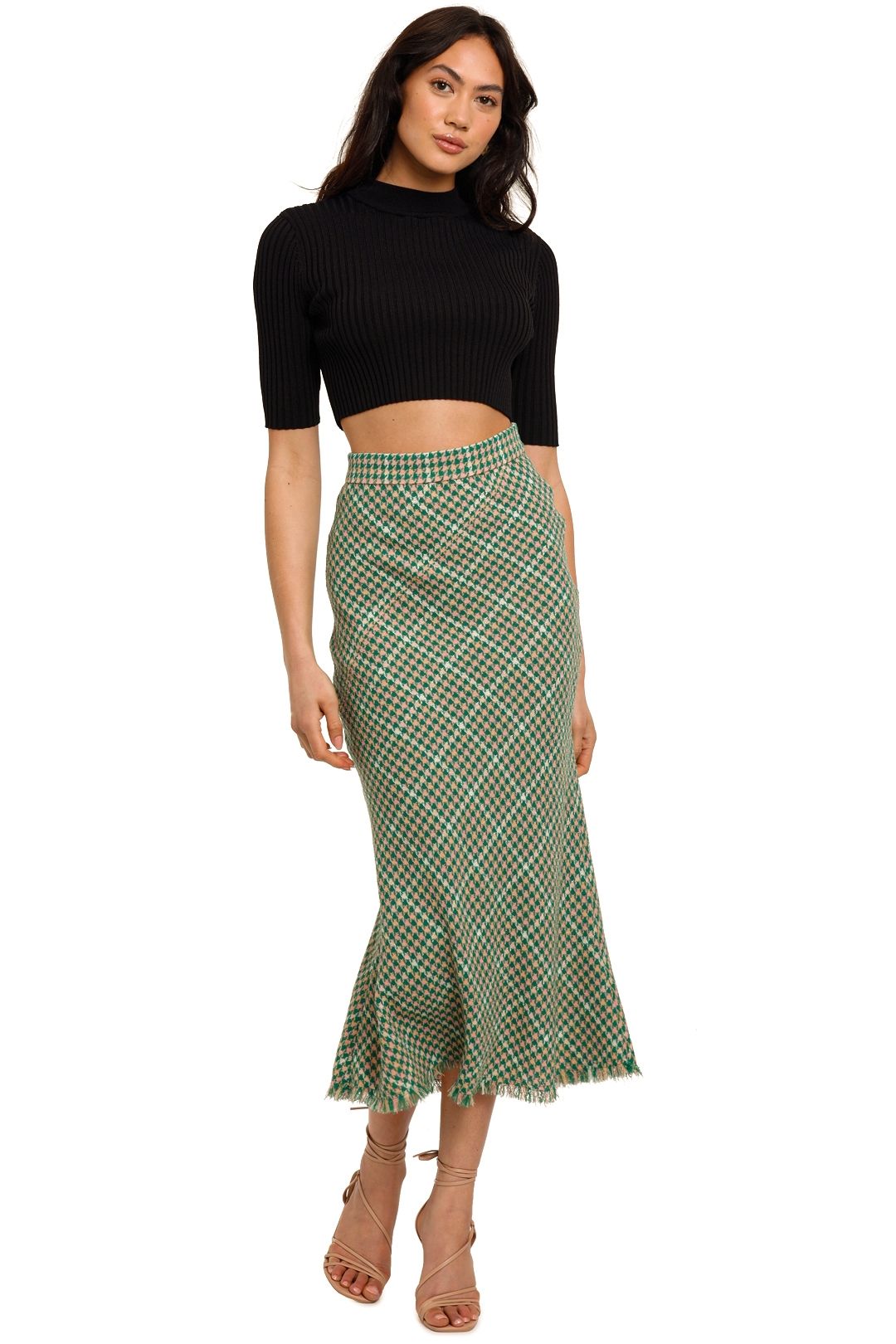 Hire Alex Tweed Bias Skirt in Green By Johnny GlamCorner