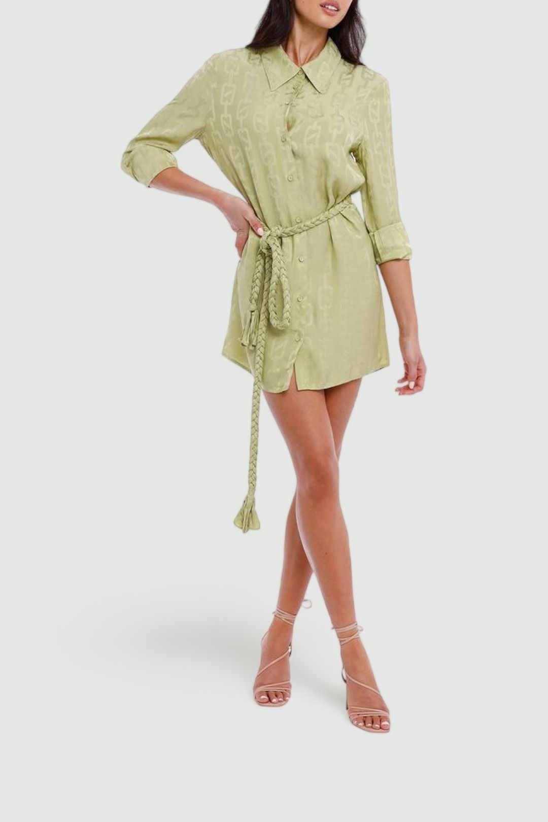 By Johnny Arizona Tie Shirt Dress Pistachio 
