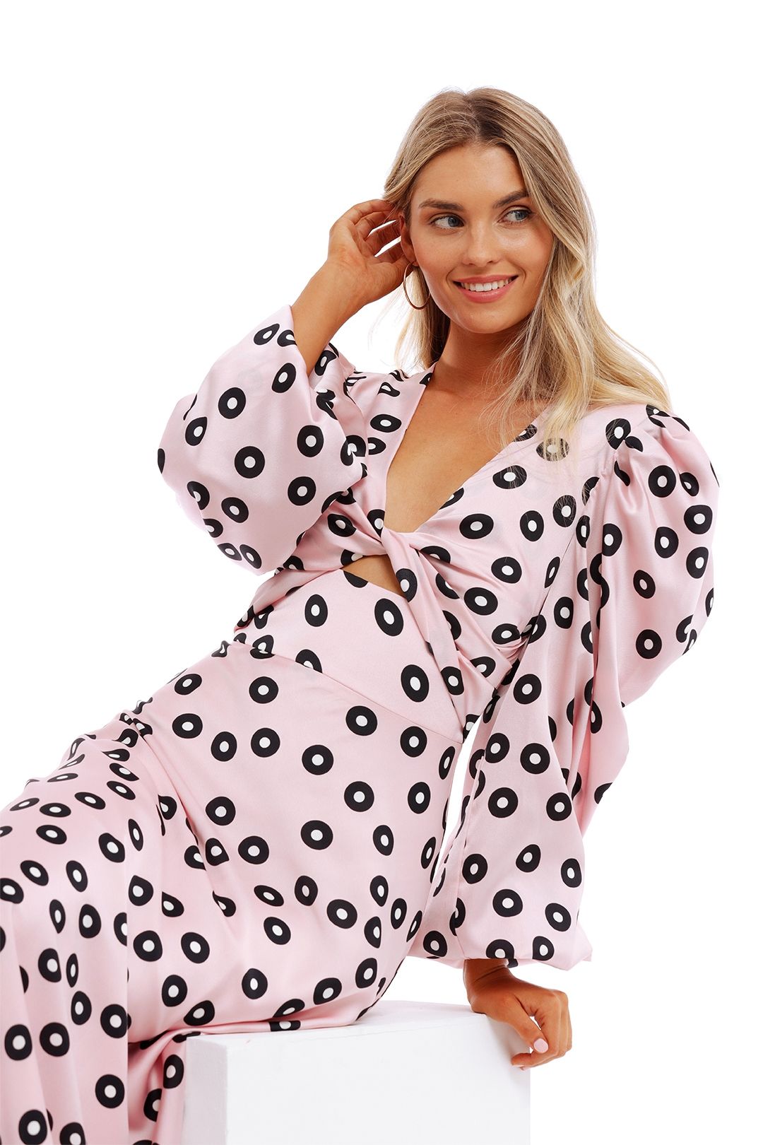 Hire Belinda Dress in Pink Party Spot By Johnny GlamCorner