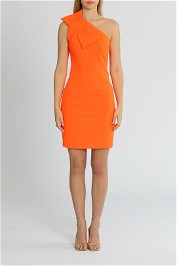 By Johnny Belle Bow Shoulder Mini Dress Neon Orange
