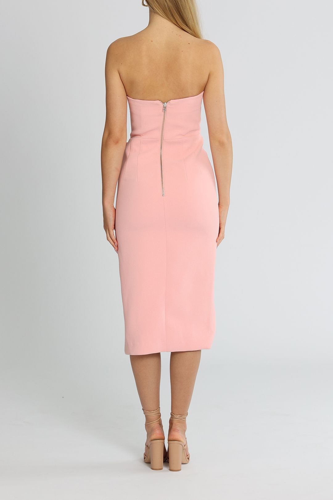 By Johnny Bow Tie Strapless Dress Pale Pink Bodycon