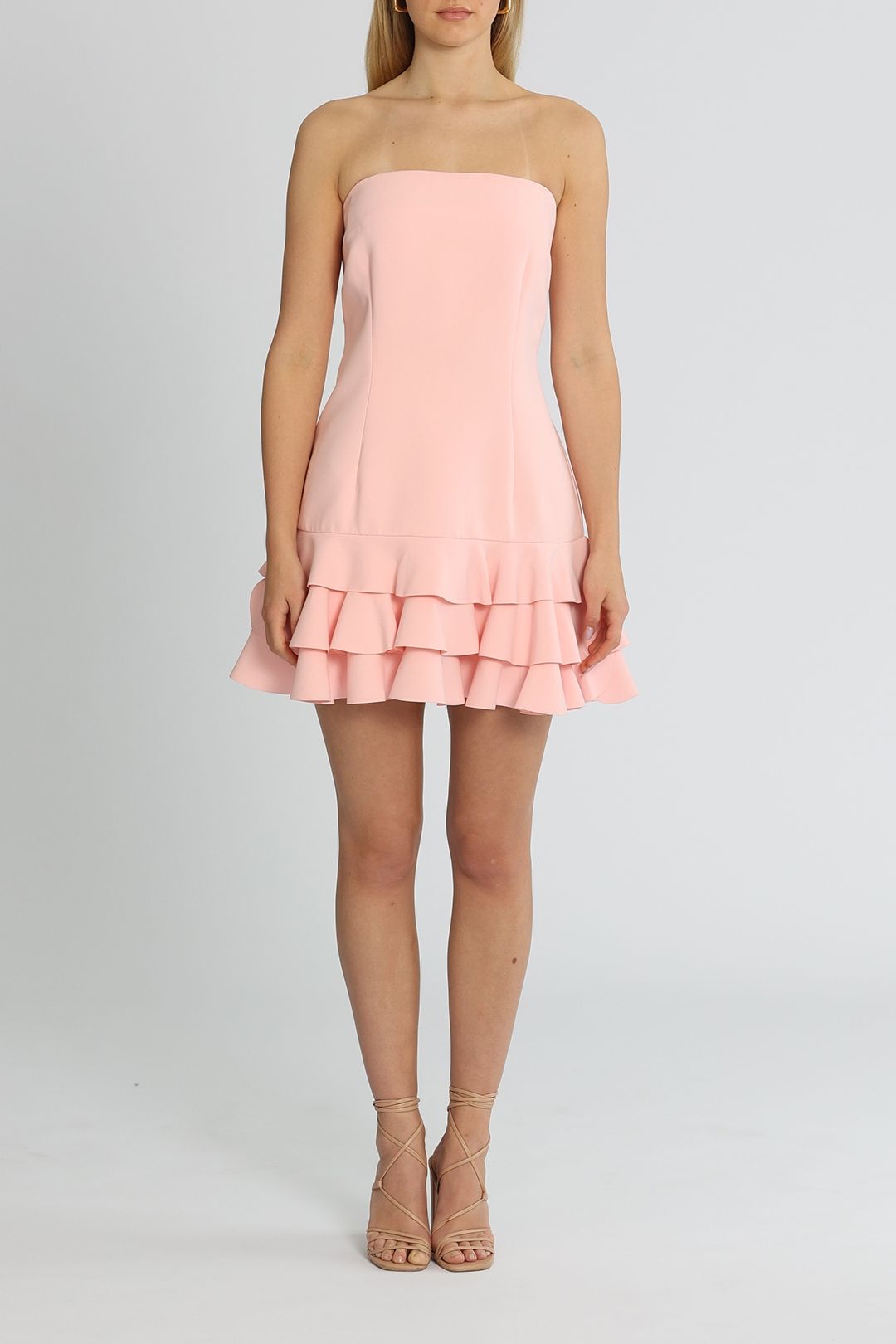 By Johnny Calla Frill Strapless Dress Baby Pink