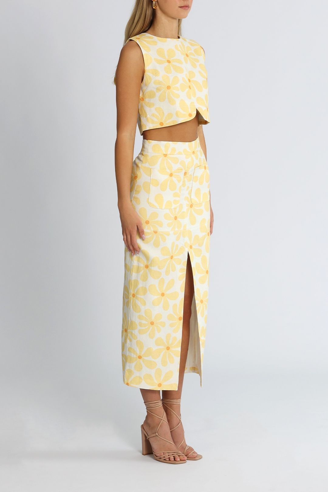 By Johnny Callie Sun Crop and Skirt Set Yellow
