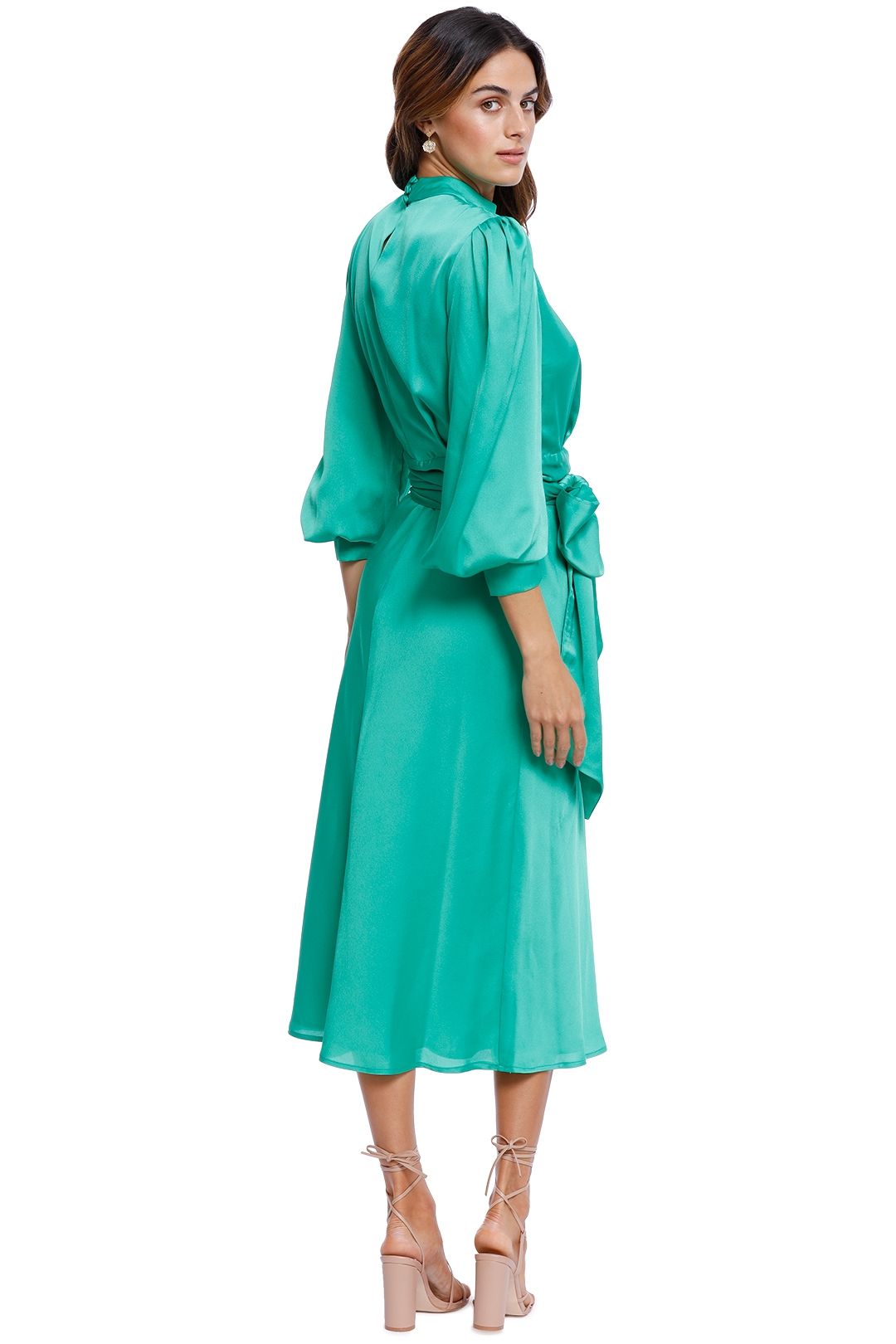 slim fit dress slacks Green Polka Dots Johnny Collar Short Sleeve Swing Vintage 1950s Party Dress, Green / S