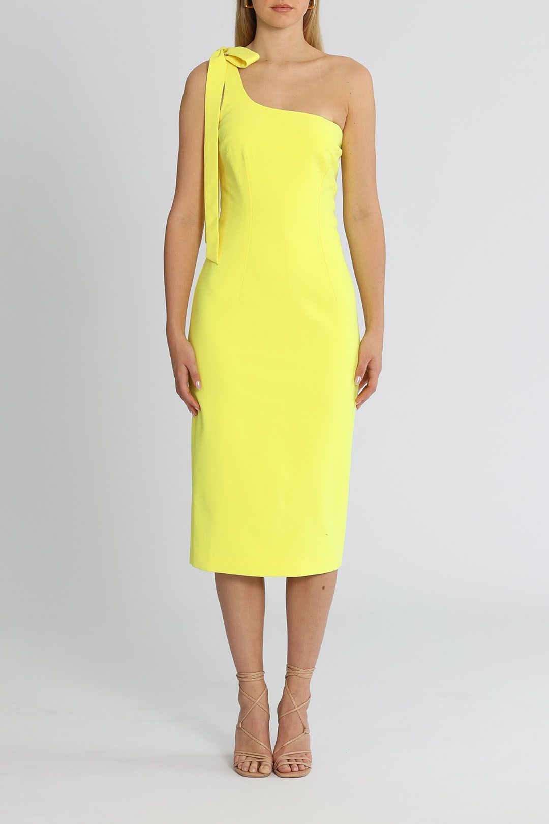 knee length dresses for ladies Alyn Off Shoulder Draped Mini Dress - Lemon