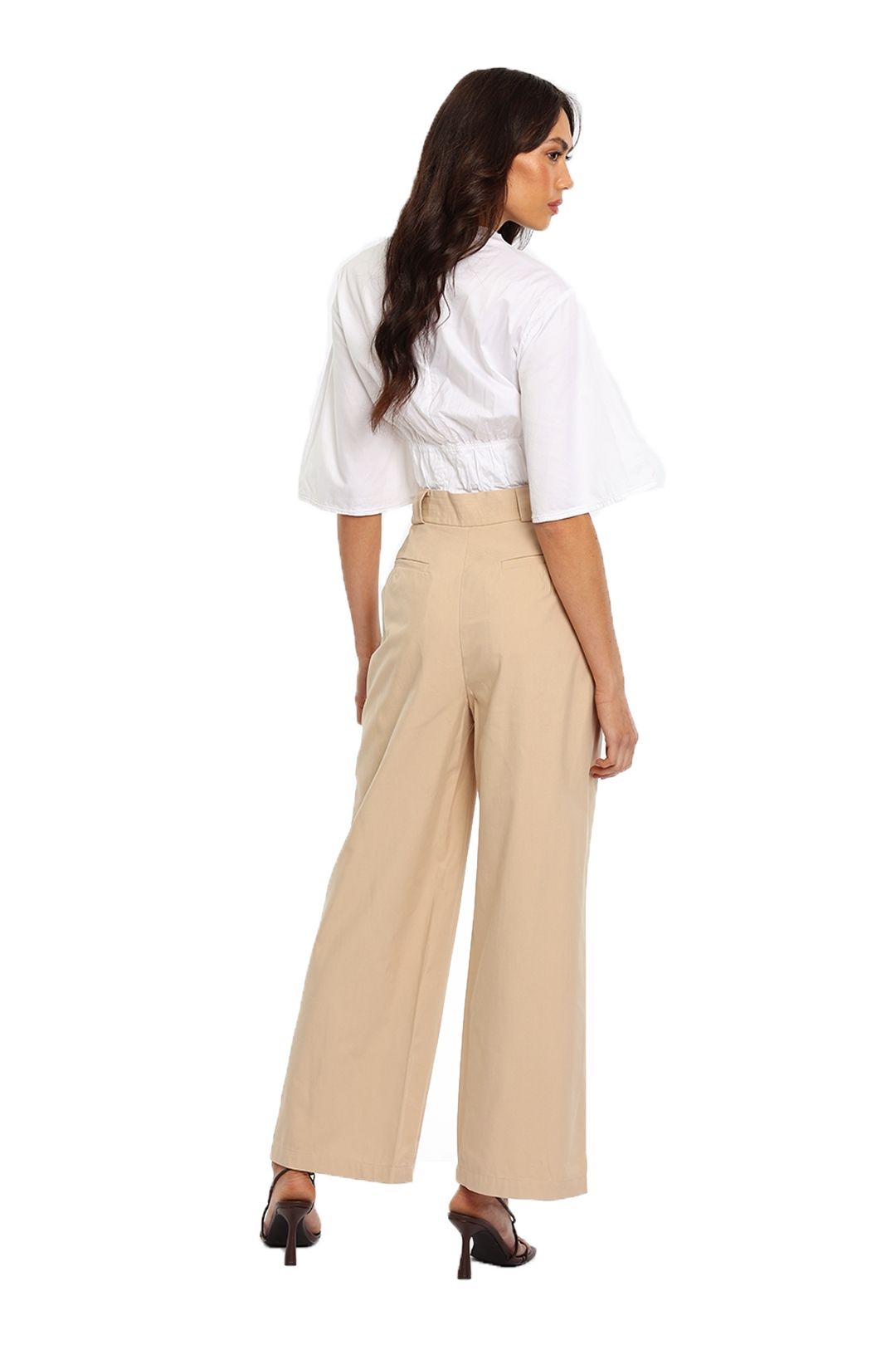 By Johnny Wide Leg Pant Beige Pockets
