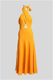 Zina Halter Orange Midi Dress