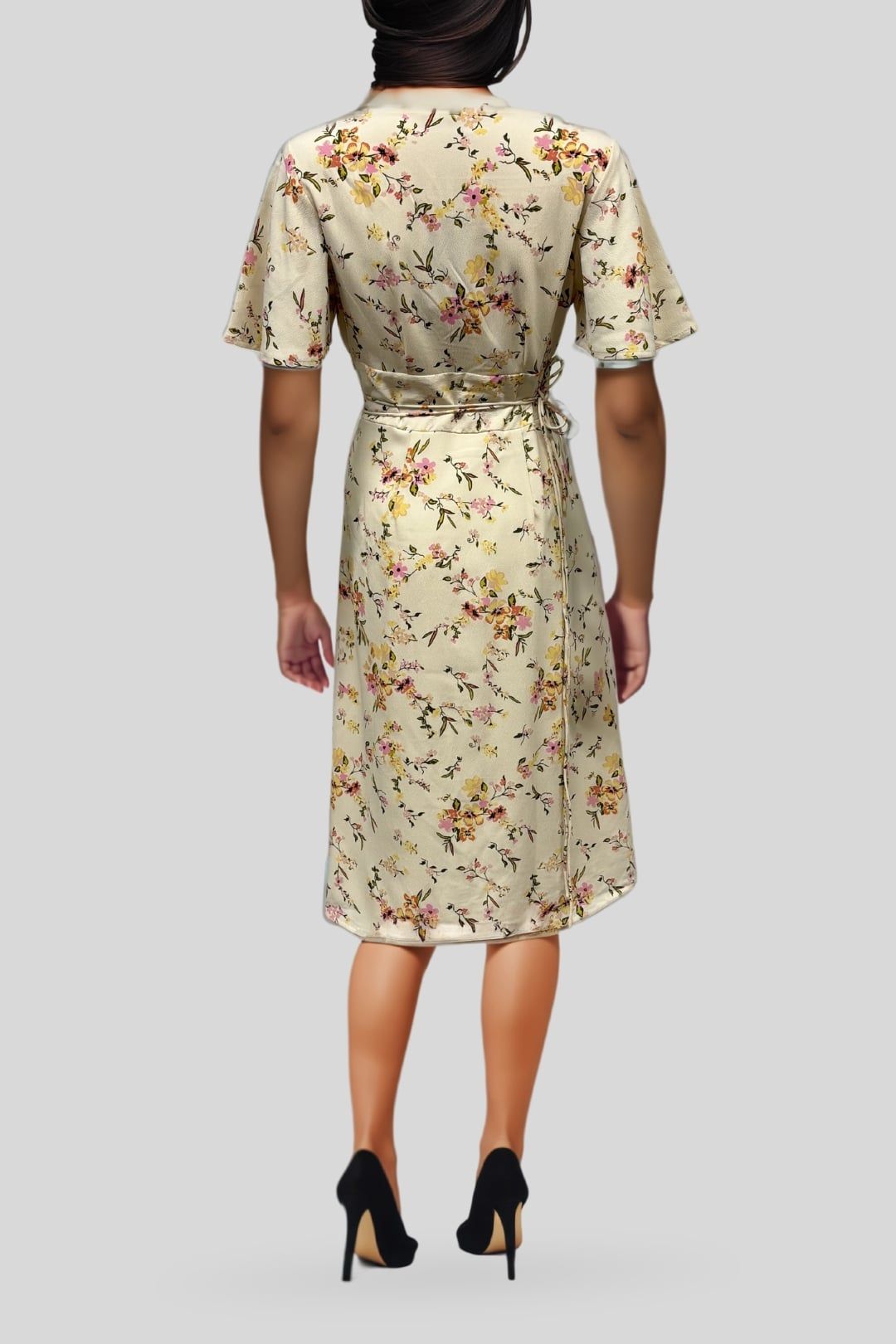 Vero Moda Wrap Midi Dress In Cream Floral