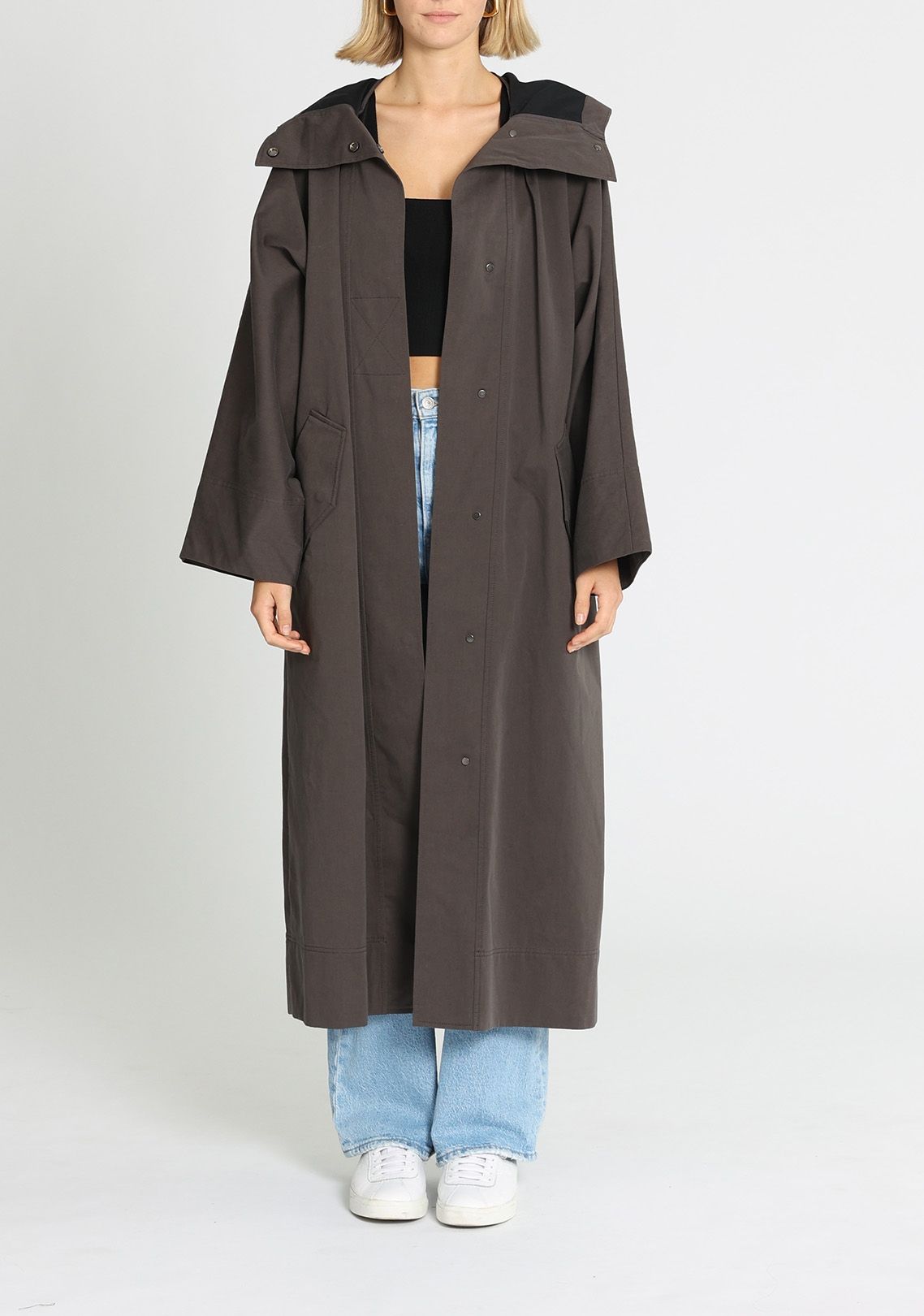 Hire Dunne Hooded Coat in Coal | C&M Camilla and Marc | GlamCorner