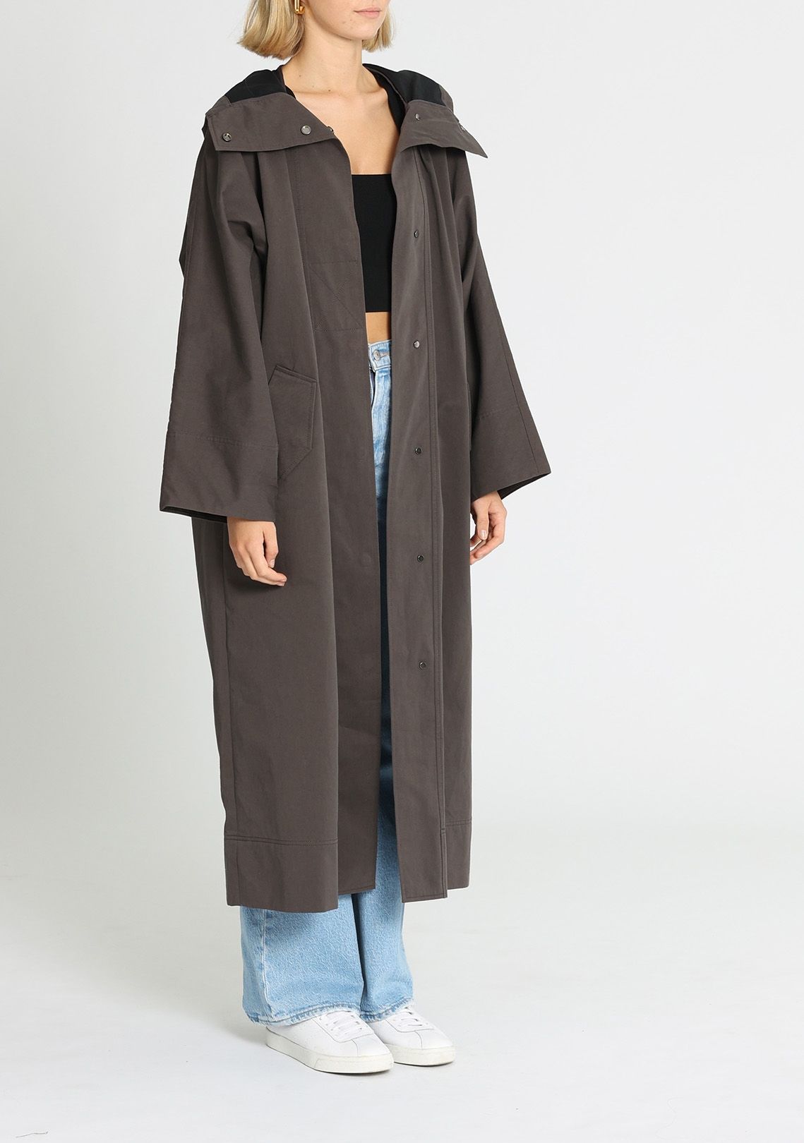 C&M Camilla and Marc Dunne Hooded Coat Coal Relaxed