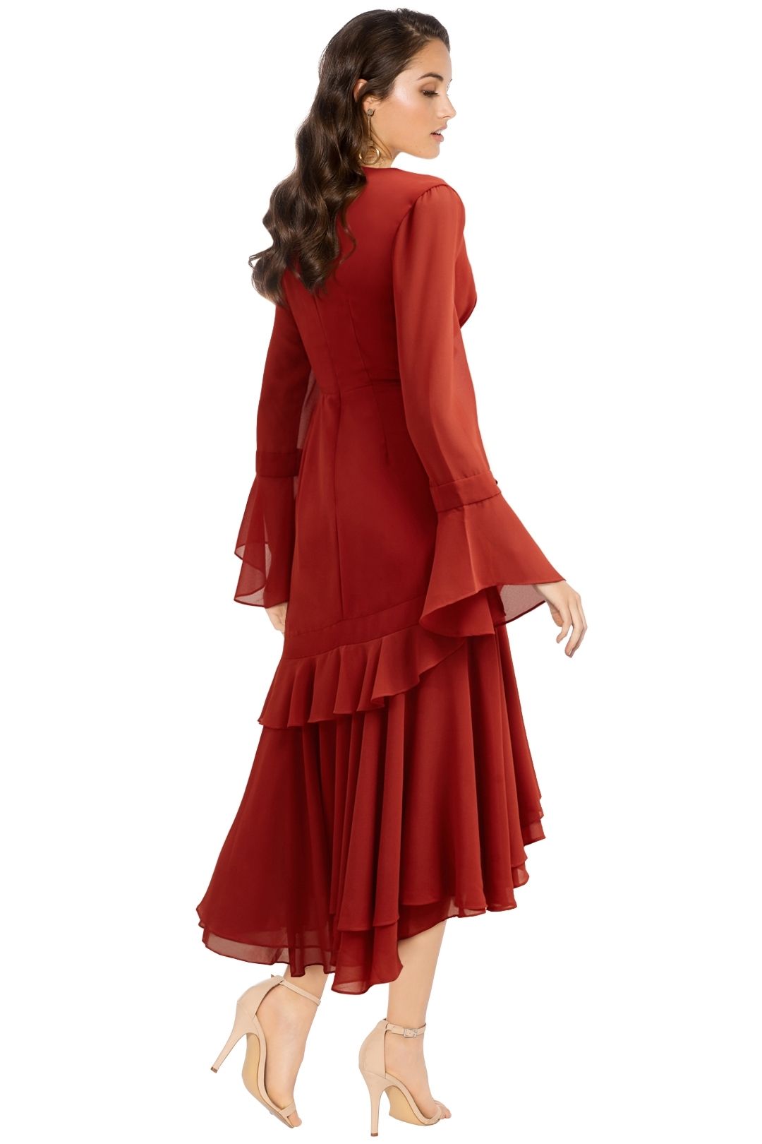 C/MEO Collective - Allude Long Sleeve Dress - Red - Back