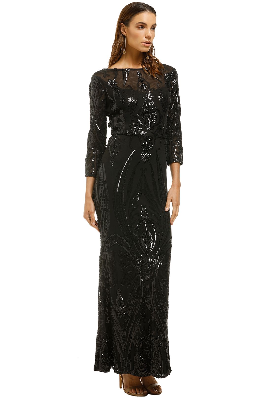 Cachet off the shop shoulder sequin gown