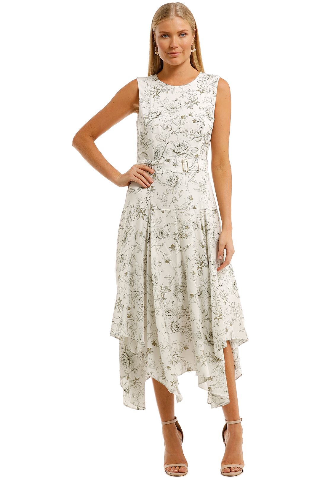 Calvin-Klein-Handkerchief-Hem-Midi-Dress-Front