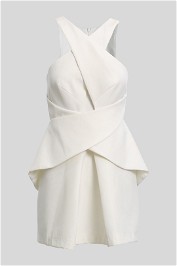 Cameo - White Criss Cross Peplum Mini Dress