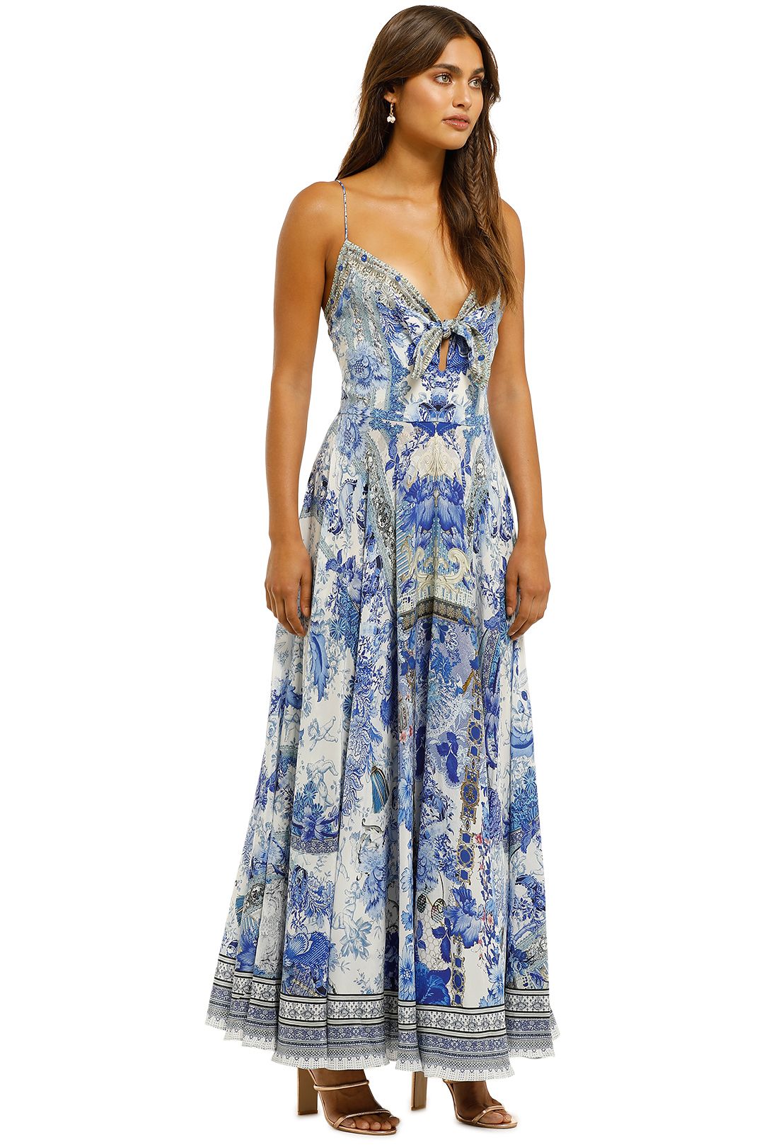 Camilla long dress shop with tie front