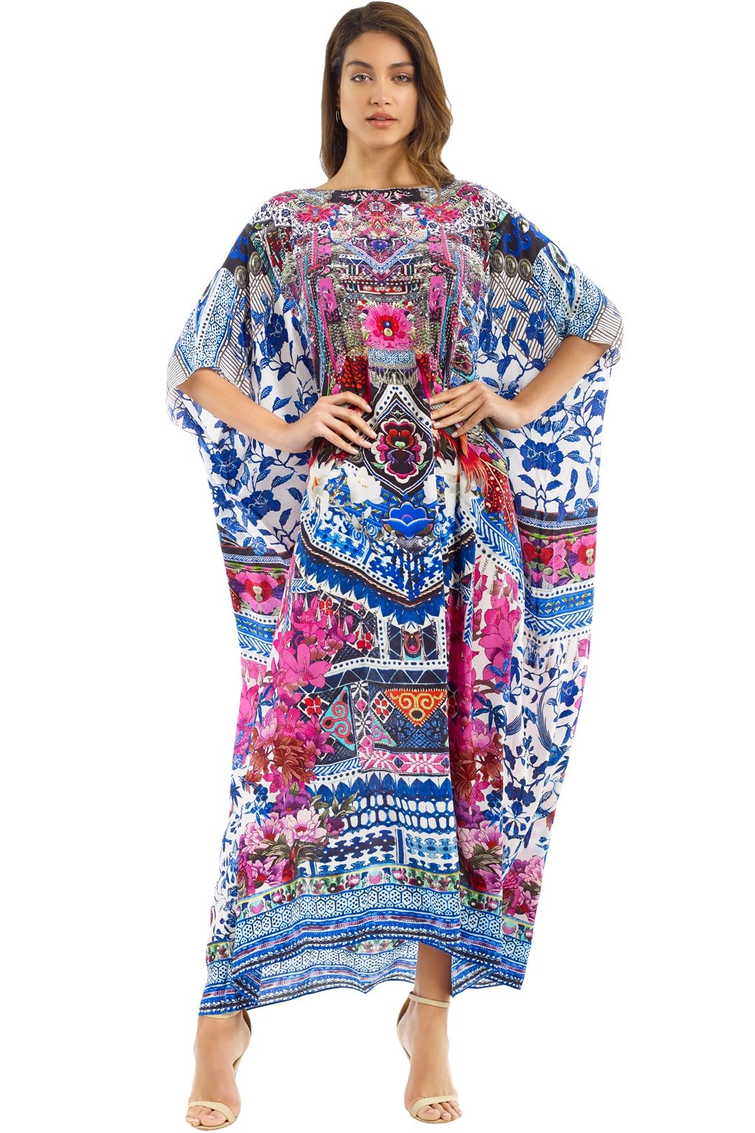 Camilla - Bohemian Paradise Kaftan - Blue - Front