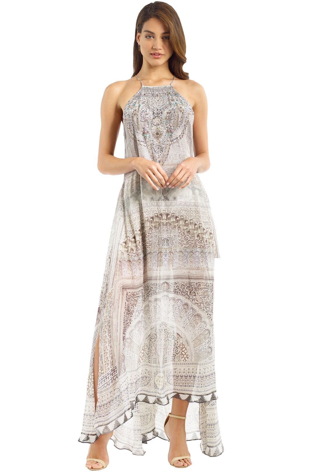 Camilla - Goddess Overlay Dress - Grey - Front