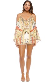 Camilla - My Summer Love  Double Layer Playsuit - Cream Print - Front