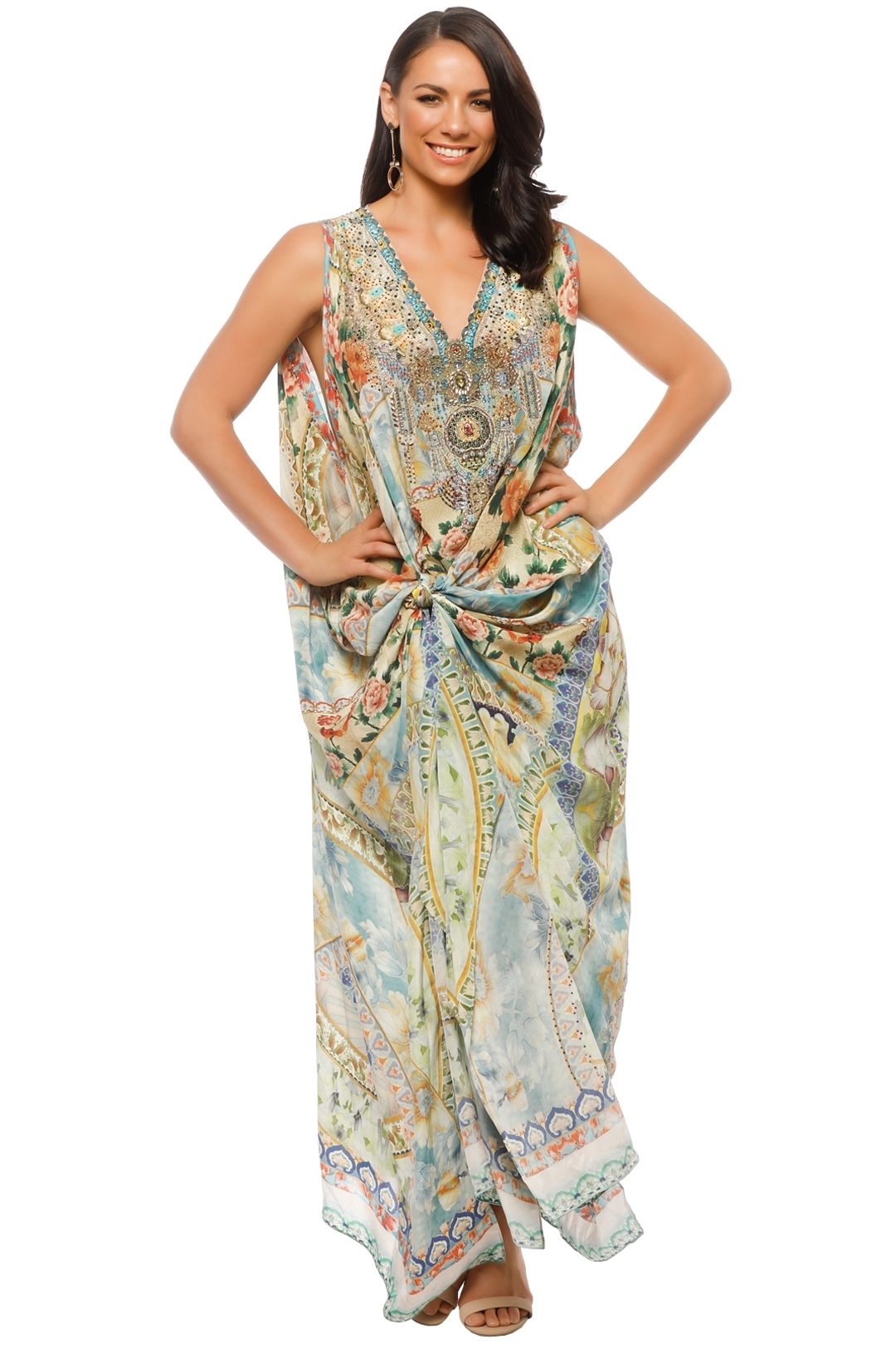 Sign of Peace Split Front Sleeve Kaftan by Camilla for Rent
