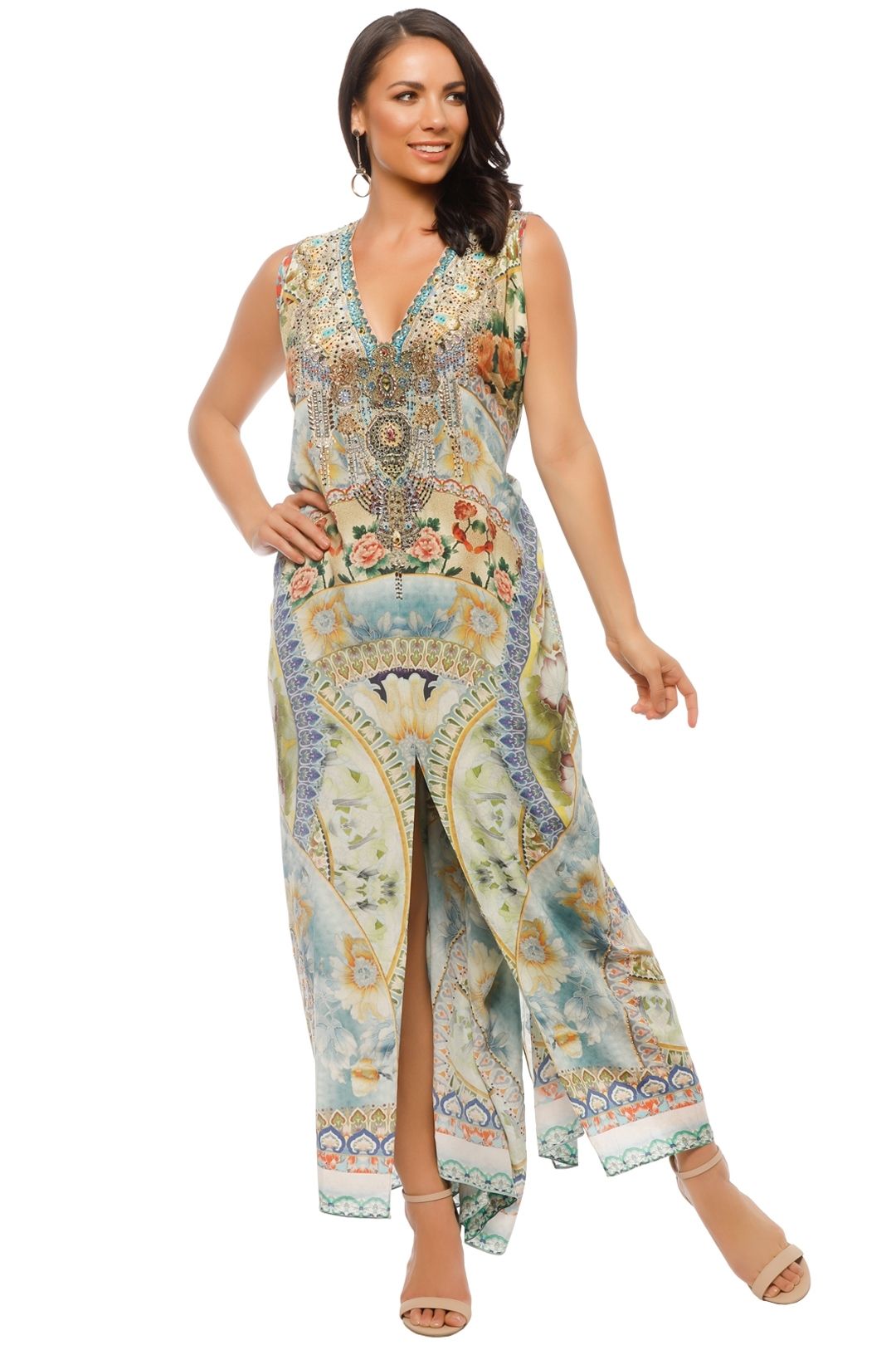 Sign of Peace Split Front Sleeve Kaftan by Camilla for Rent