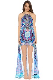 Camilla - Threads of Cosmos Short Sheer Overlay Dress - Prints - Front