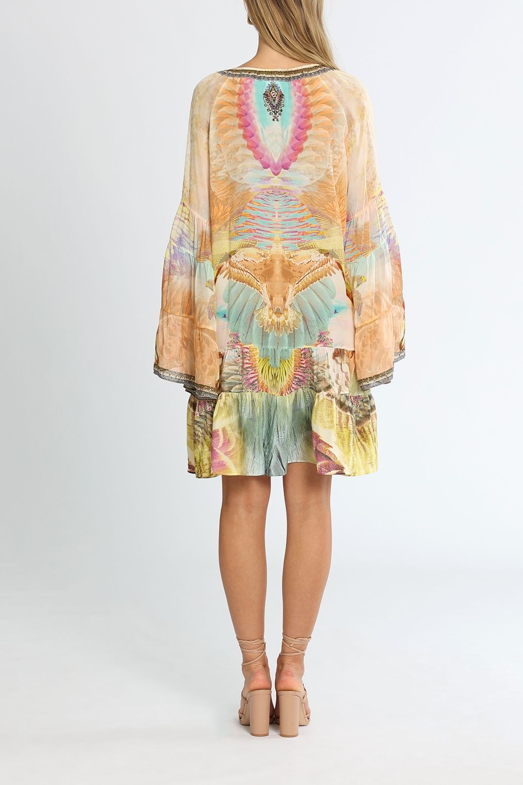 Hire A Line Gathered Panel Dress in Take Flight Camilla GlamCorner
