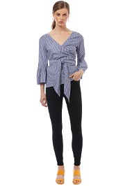 Camilla and Marc - Ashworth Wrap Top - Blue Stripe - Front