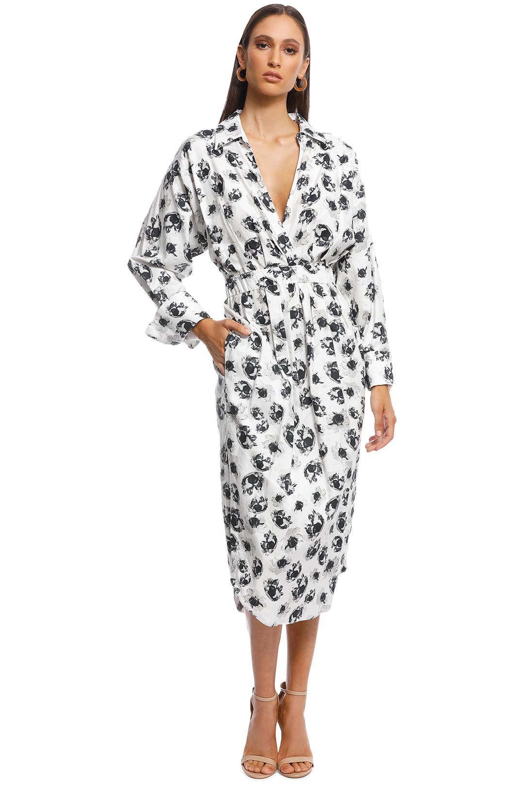 Camilla and Marc - Astra Midi Dress - Black and White - Front