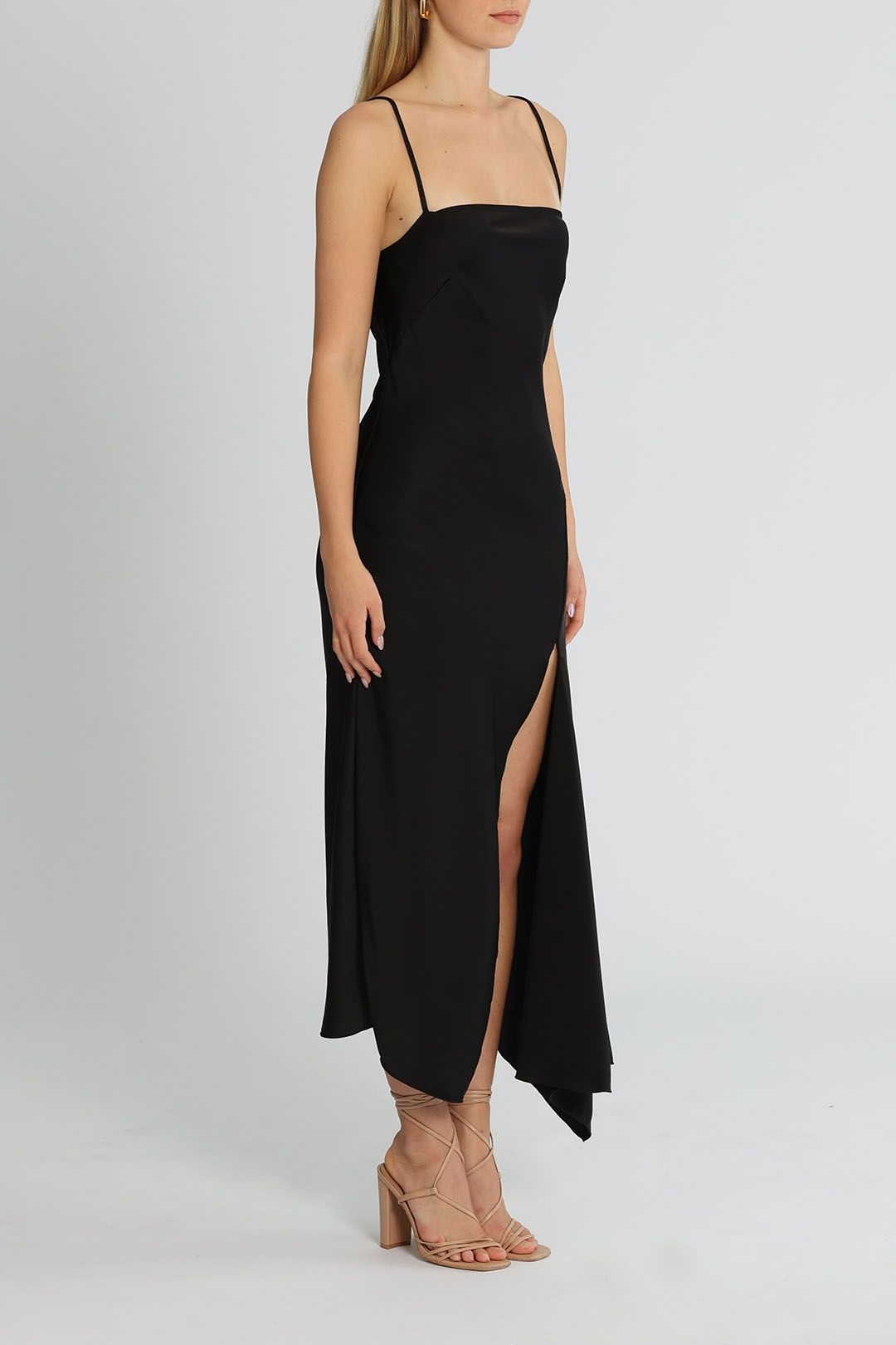princess polly baby blue dress TH&TH Camilla Bridesmaid Dress In Black Satin – TH and TH main image 0