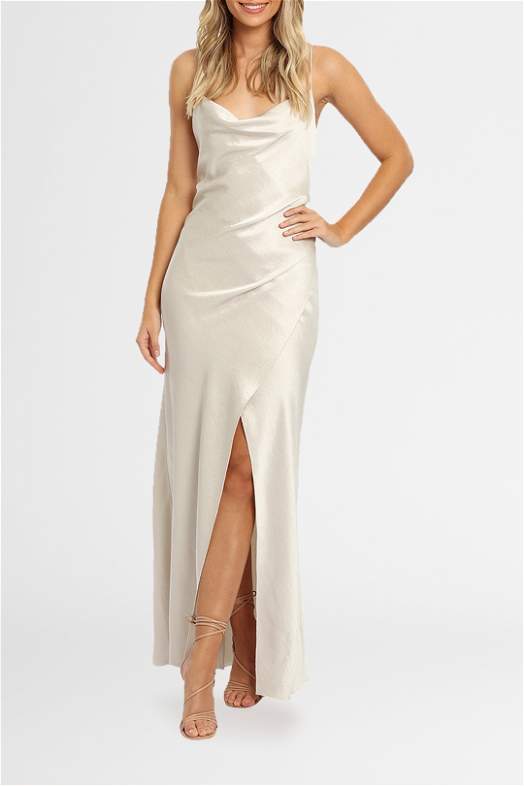 Hire Bowery Slip in Champagne | Camilla and Marc | GlamCorner Hire Bowery Slip in Champagne | Camilla and Marc | GlamCorner