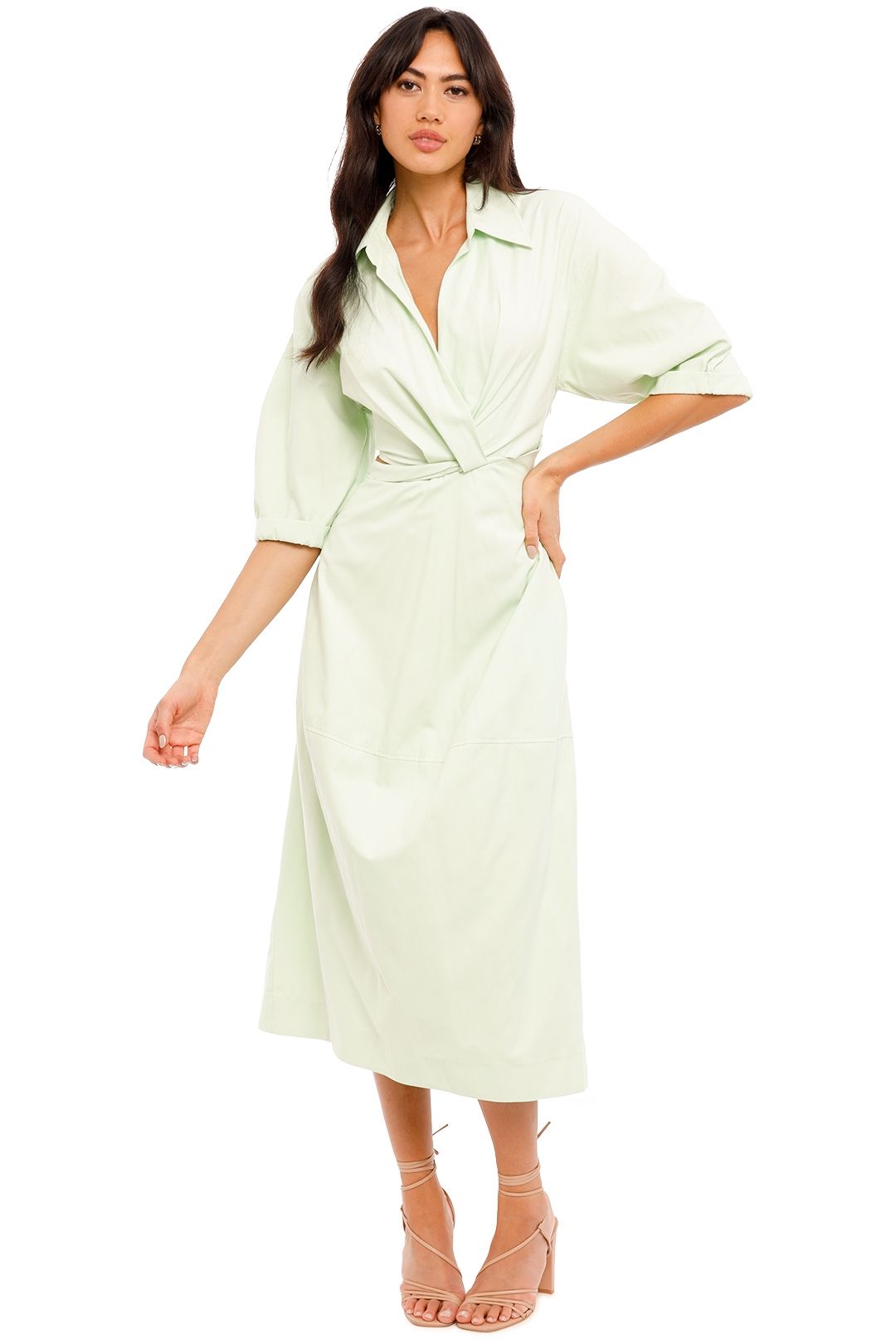 Hire Kyra Cocoon Midi Dress in Sour Apple Camilla and Marc GlamCorner