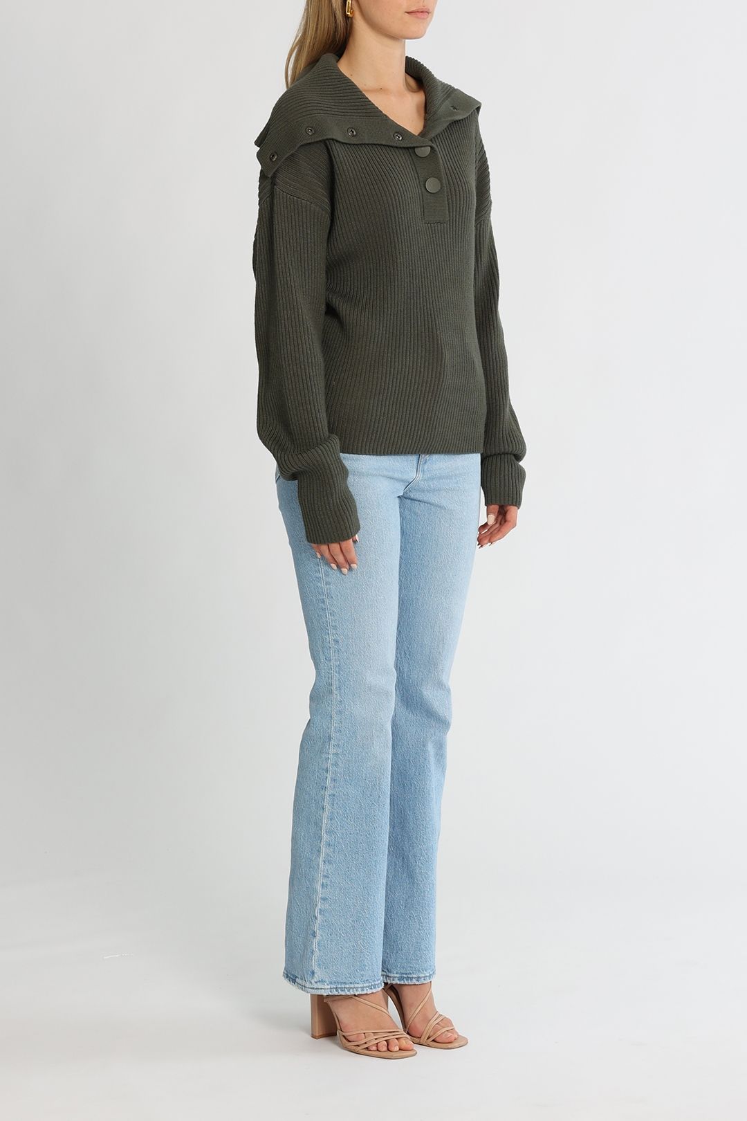 Camilla and Marc Dena Collared Knit Steel Long Sleeves