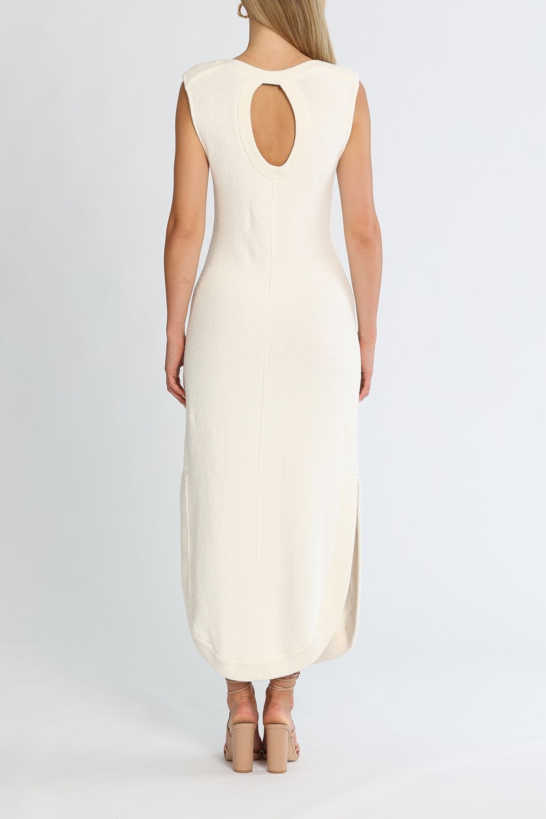 Camilla and Marc Ellington Knit Dress Ivory Keyhole Back