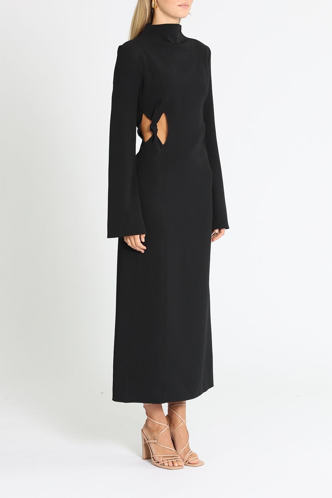 plus size black maxi dress long sleeve Organic Cotton Long Sleeve Maxi Dress - Black