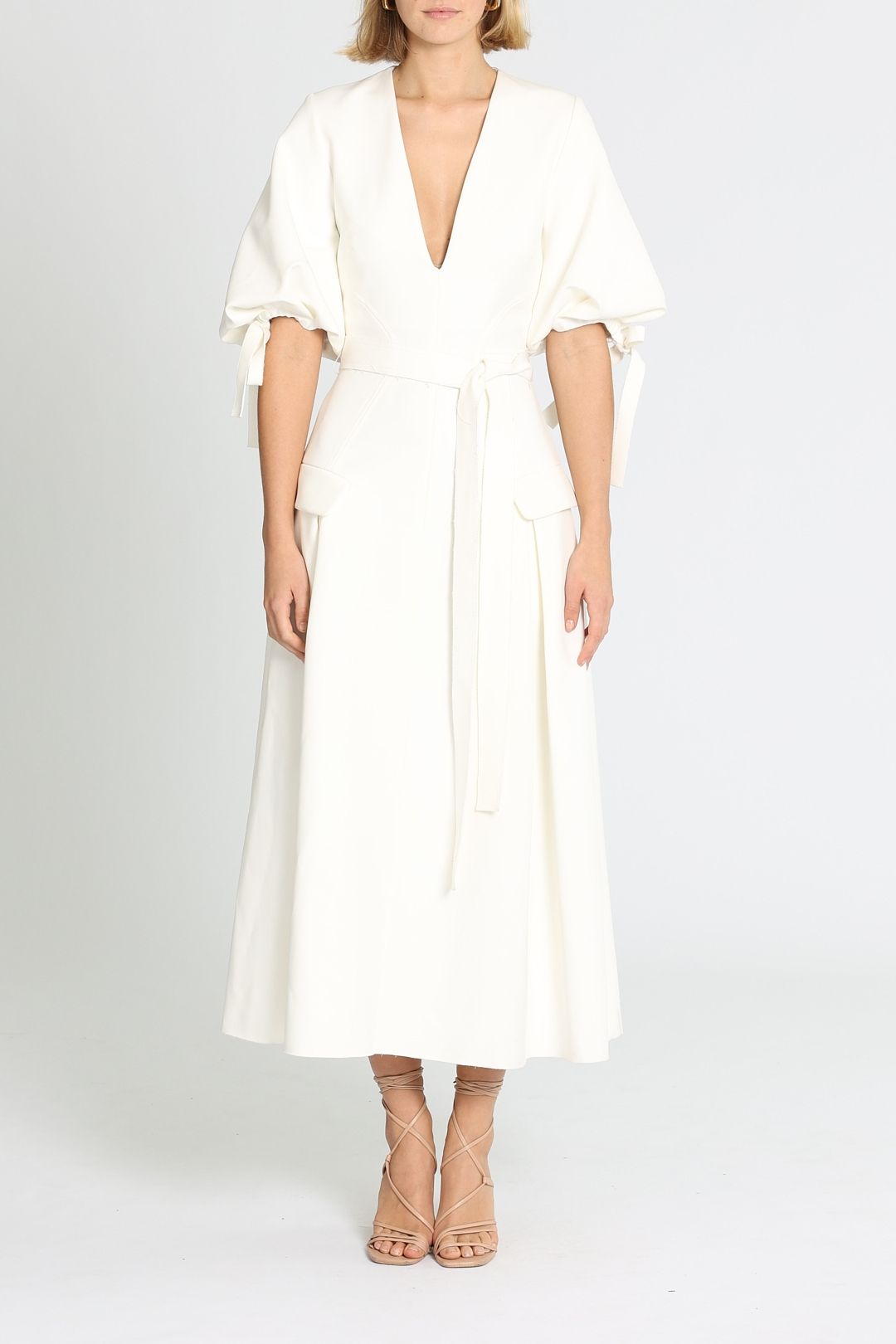 Camilla and Marc Morgan V Neck Dress Ivory