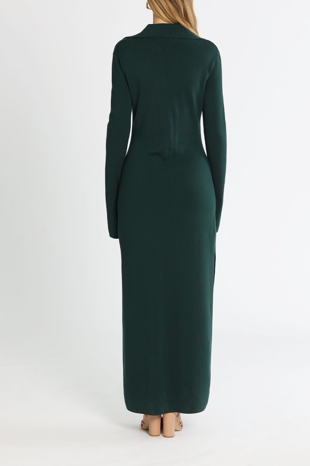 Hire Novella Button Up Knit Dress in Bottle Green | Camilla and Marc | GlamCorner Hire Novella Button Up Knit Dress in Bottle Green | Camilla and Marc | GlamCorner