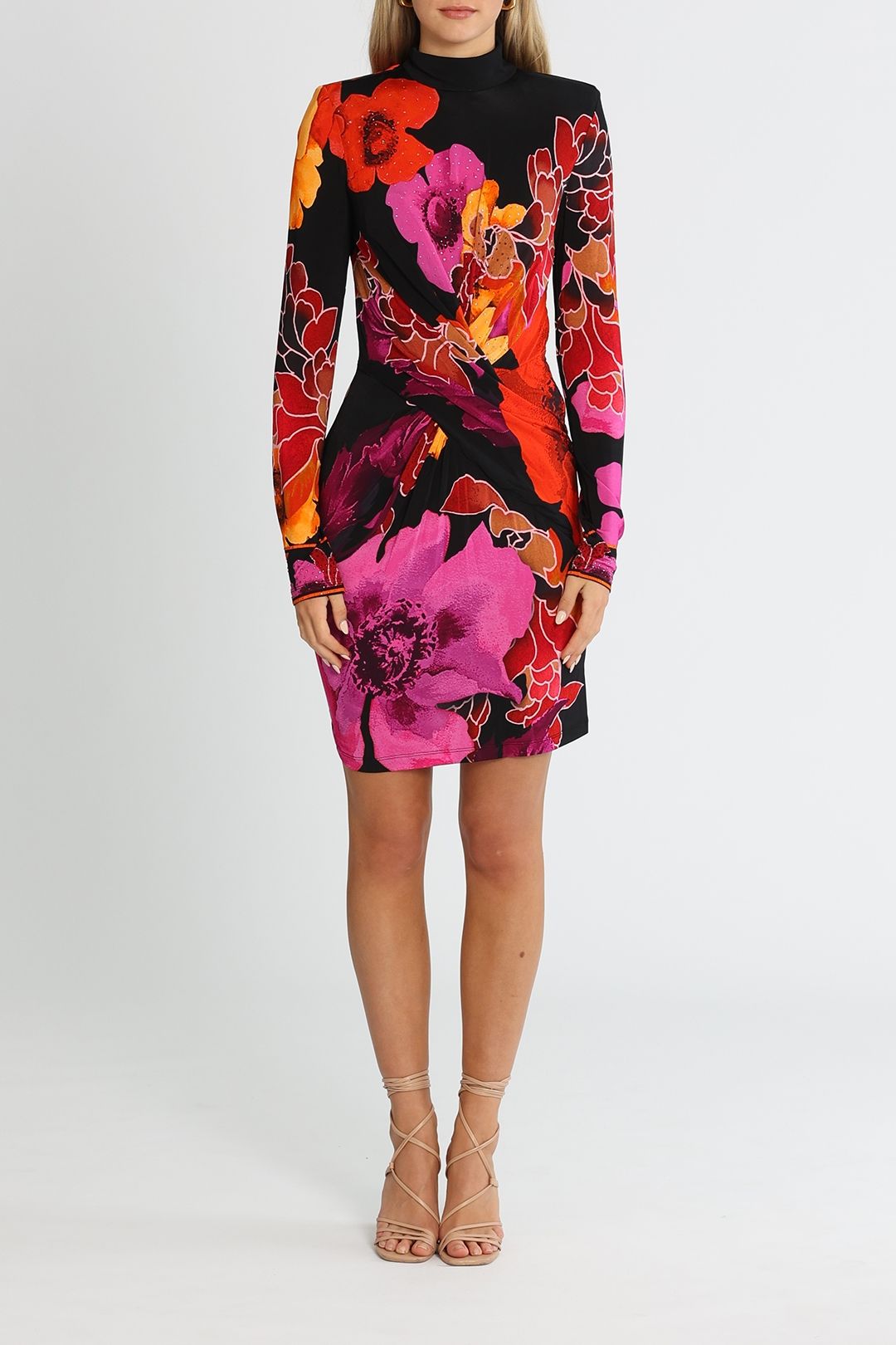 Camilla Cross Front Mini Dress Midnight Poppy