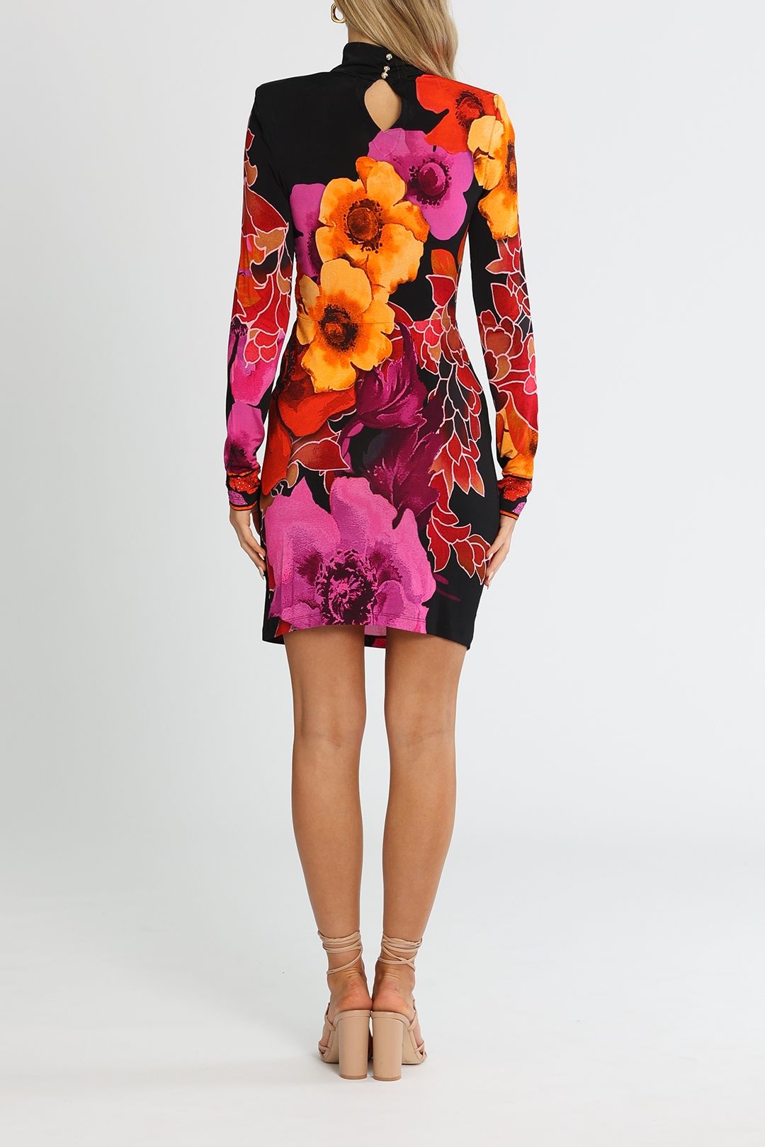 Hire Cross Front Mini Dress in Midnight Poppy Camilla GlamCorner